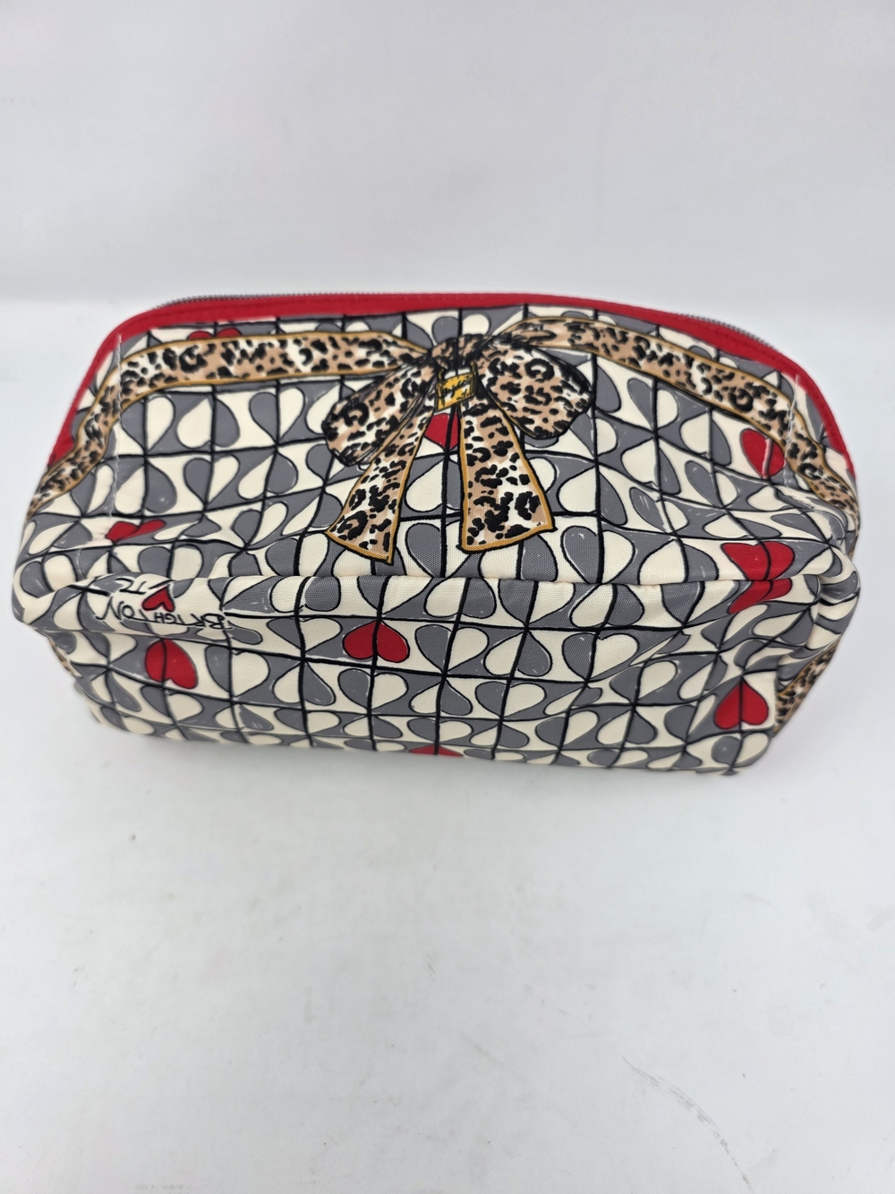 Brighton Cosmetic Bag Cosmetic Case Heart Leopard Bow Red Handle Travel Storage
